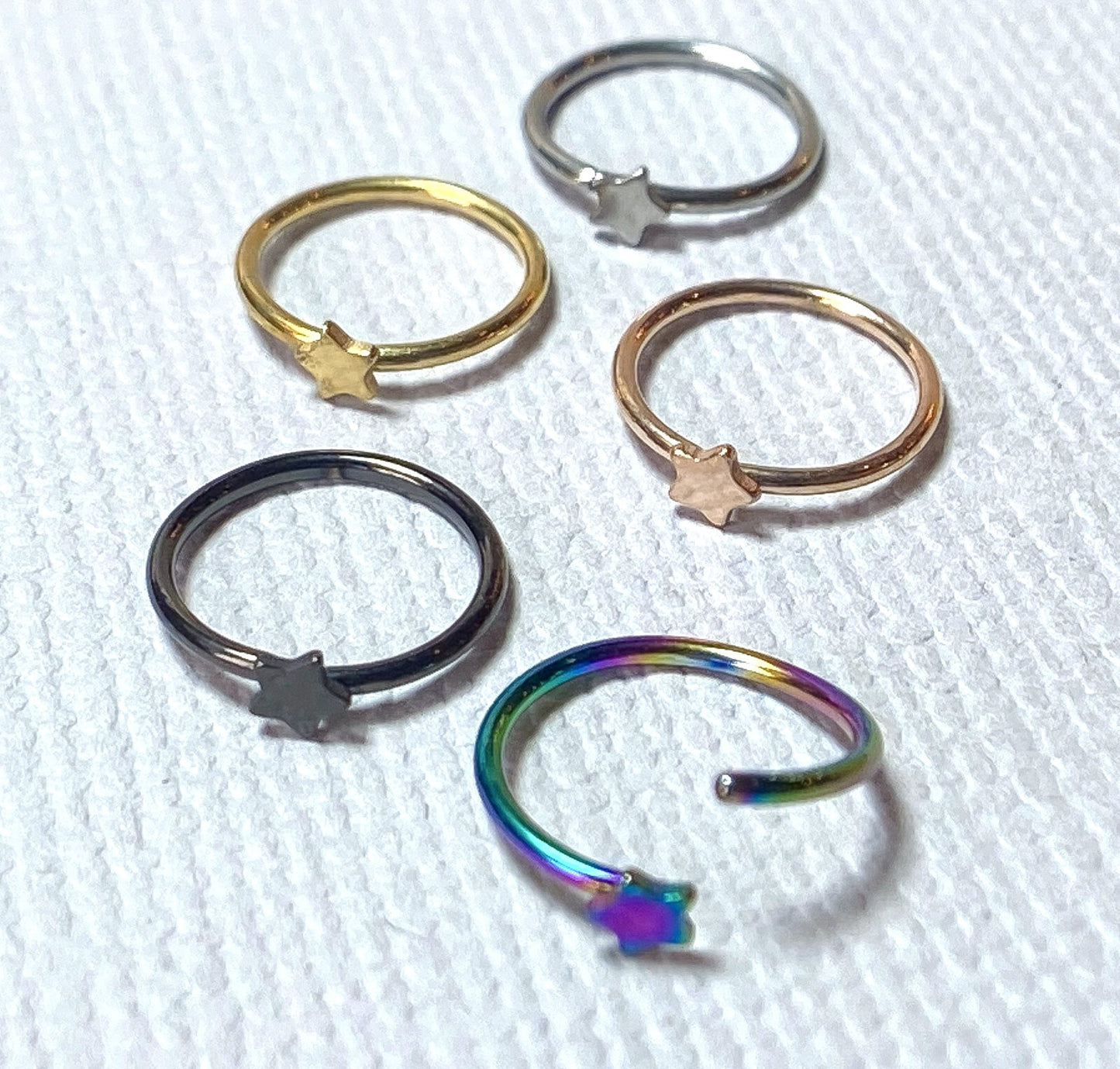 1pc Bendable Steel Hoop Nose Cartilage Ring Star Rook Daith Helix Tragus