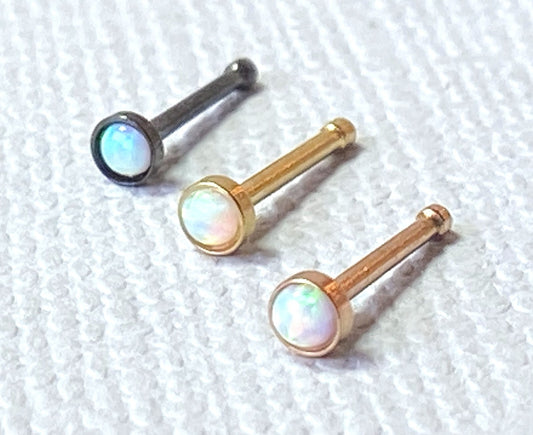 3pcs Value Pack Synthetic Opal Set 20g IP Nose Rings - choose Studs or L-Bend