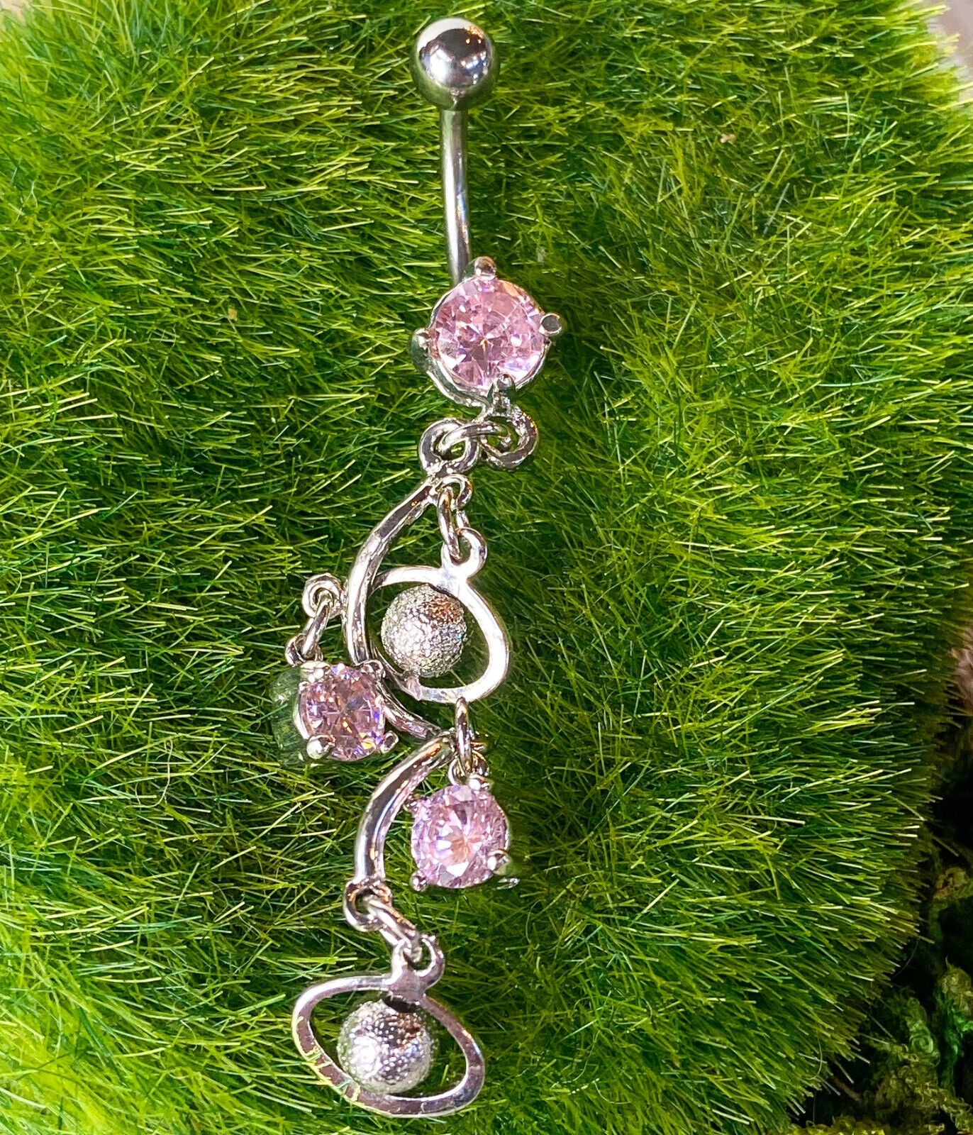 1pc Jingle Bell Gem Chandelier Belly Ring Navel Piercing Naval Body Jewelry