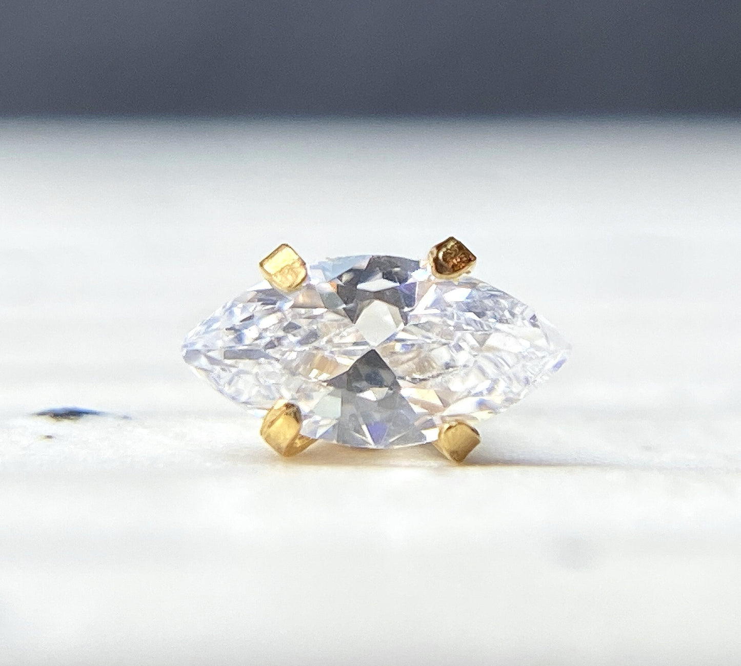 1pc Marquise CZ Gem 20g Nose Ring Stud Bone 316L Surgical Steel