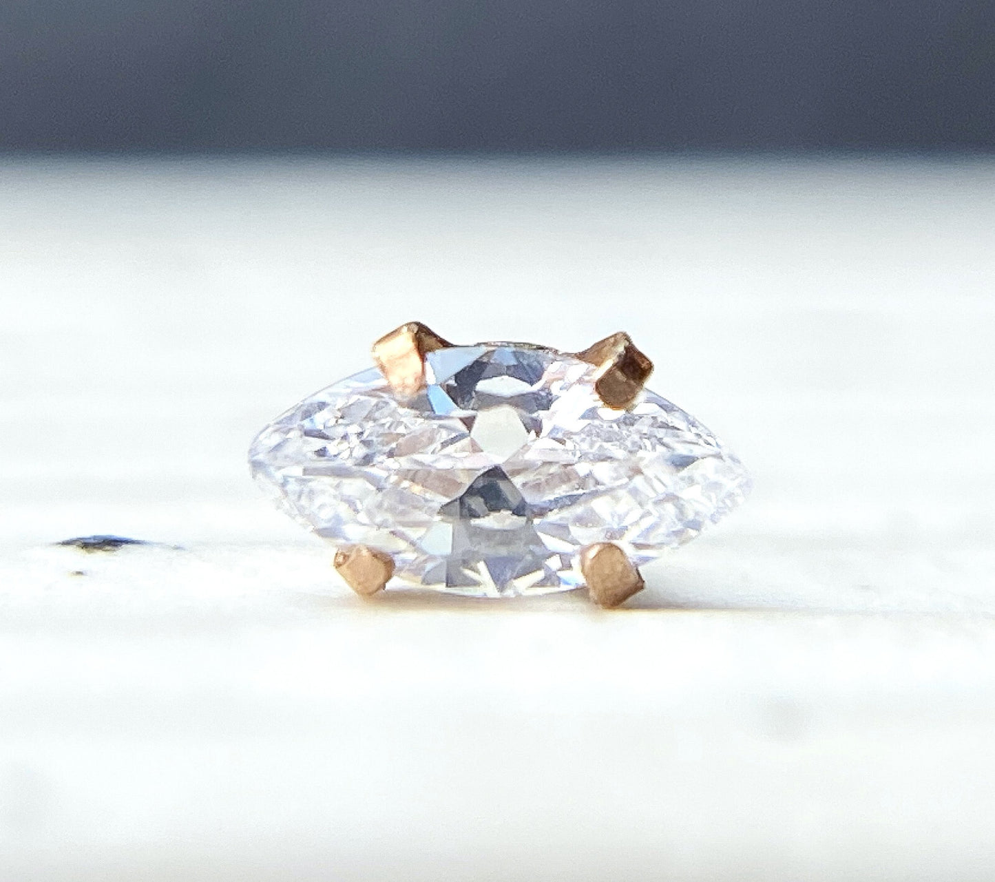 1pc Marquise CZ Gem 20g Nose Ring Stud Bone 316L Surgical Steel