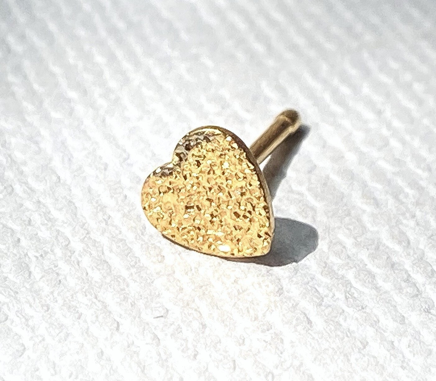 1pc Sandblast Finish Style Heart 20g Nose Stud Bone Ring Gold or Silver