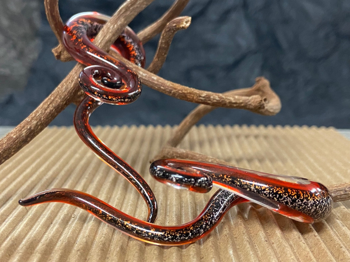 PAIR Red Dichroic Glass Tentacle Spiral Hanging Tapers Expanders Plugs Gauges