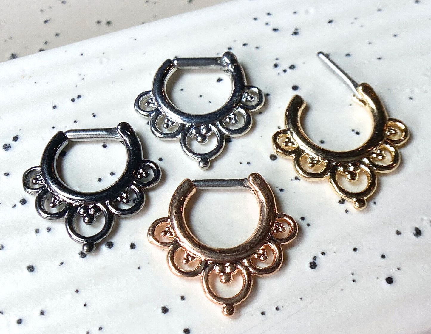 1pc Flower Petals Septum Clicker 316L Surgical Steel 14g or 16g Nose Ring