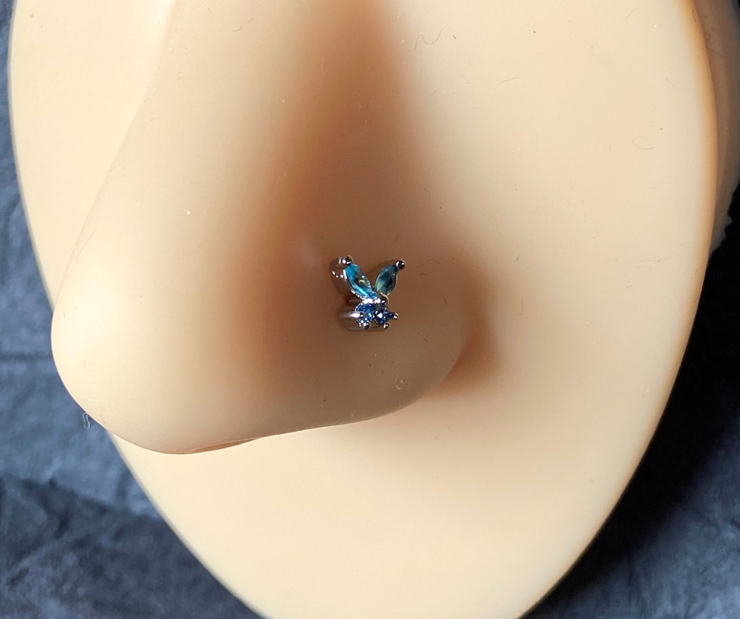 3pc Value Pack L-Bend CZ Gem Butterfly 20g Surgical Steel Nose Rings