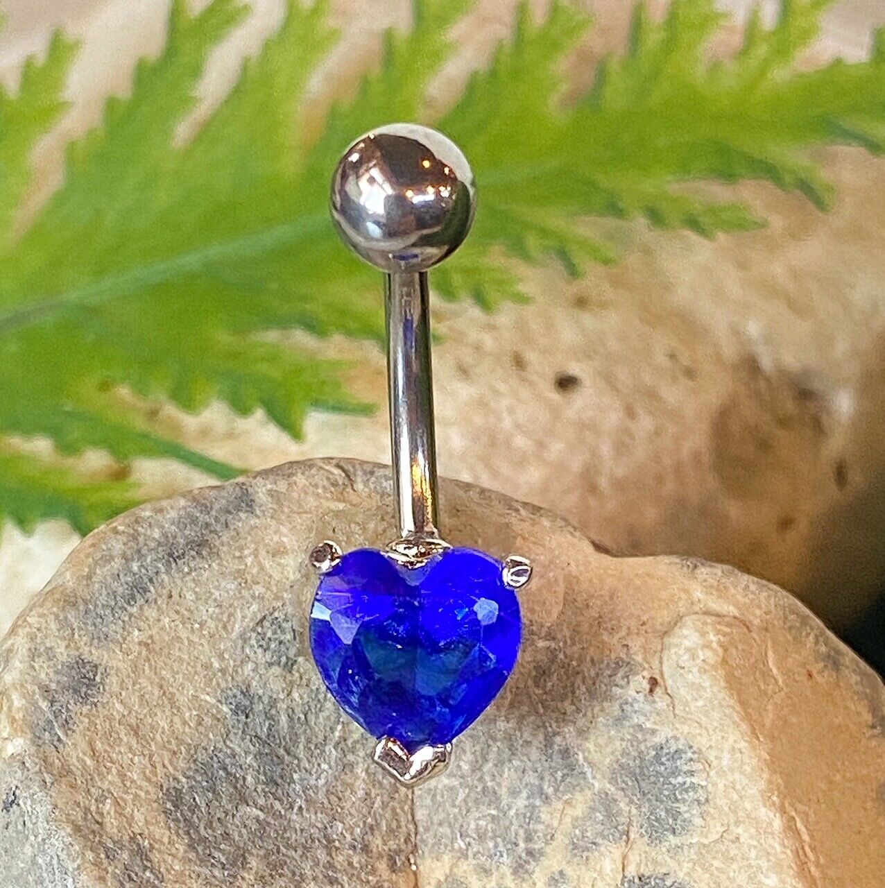 1pc Heart Solitaire Prong Set Gem Belly Ring Navel Naval