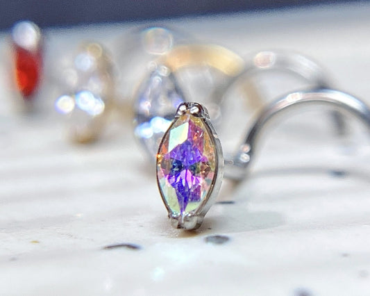 1pc Implant Grade Titanium Marquise Gem Nose Screw Ring 18g or 20g
