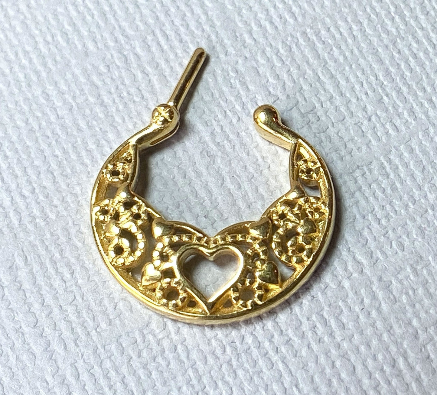 1pc 100% SURGICAL STEEL Heart Laced Septum Ring Clicker Pierced Nose 16g