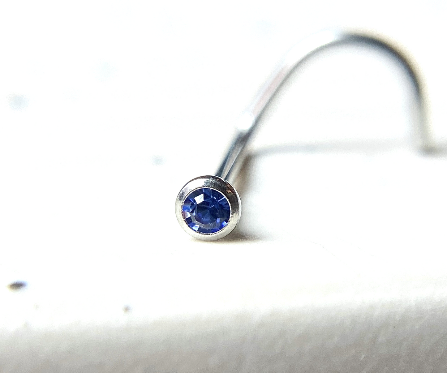 1pc Surgical Steel Nose Screw Ring w/ 2mm Press-Fit Gem Ball - choose color
