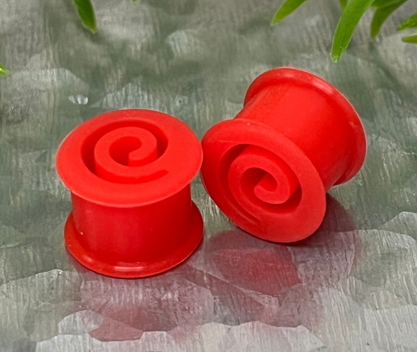 PAIR Spiral Silicone Tunnels Gauges Plugs Earlets Body Jewelry