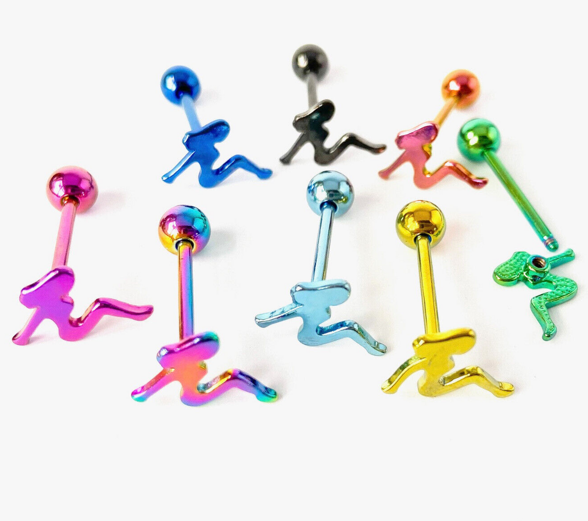 1pc Trucker Girl Design Tongue Ring Titanium Anodized 14g Tounge Barbell Jewelry