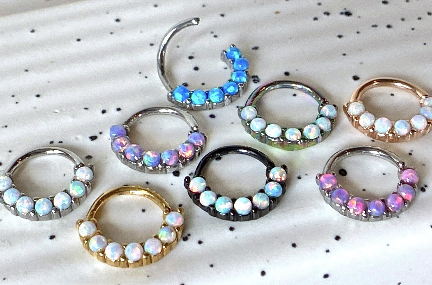 1pc Bendable 7 Opals Front Facing Hoop Septum Ring Cartilage Daith Helix Tragus