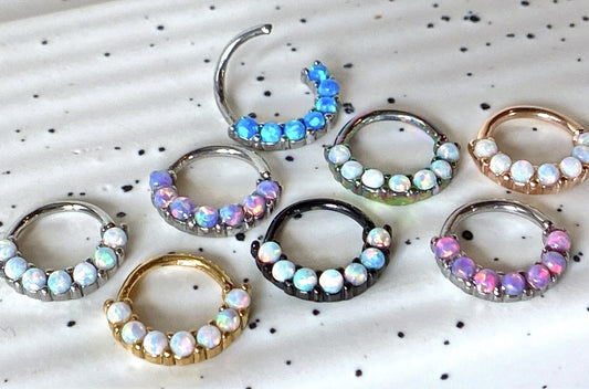 1pc Bendable 7 Opals Front Facing Hoop Septum Ring Cartilage Daith Helix Tragus