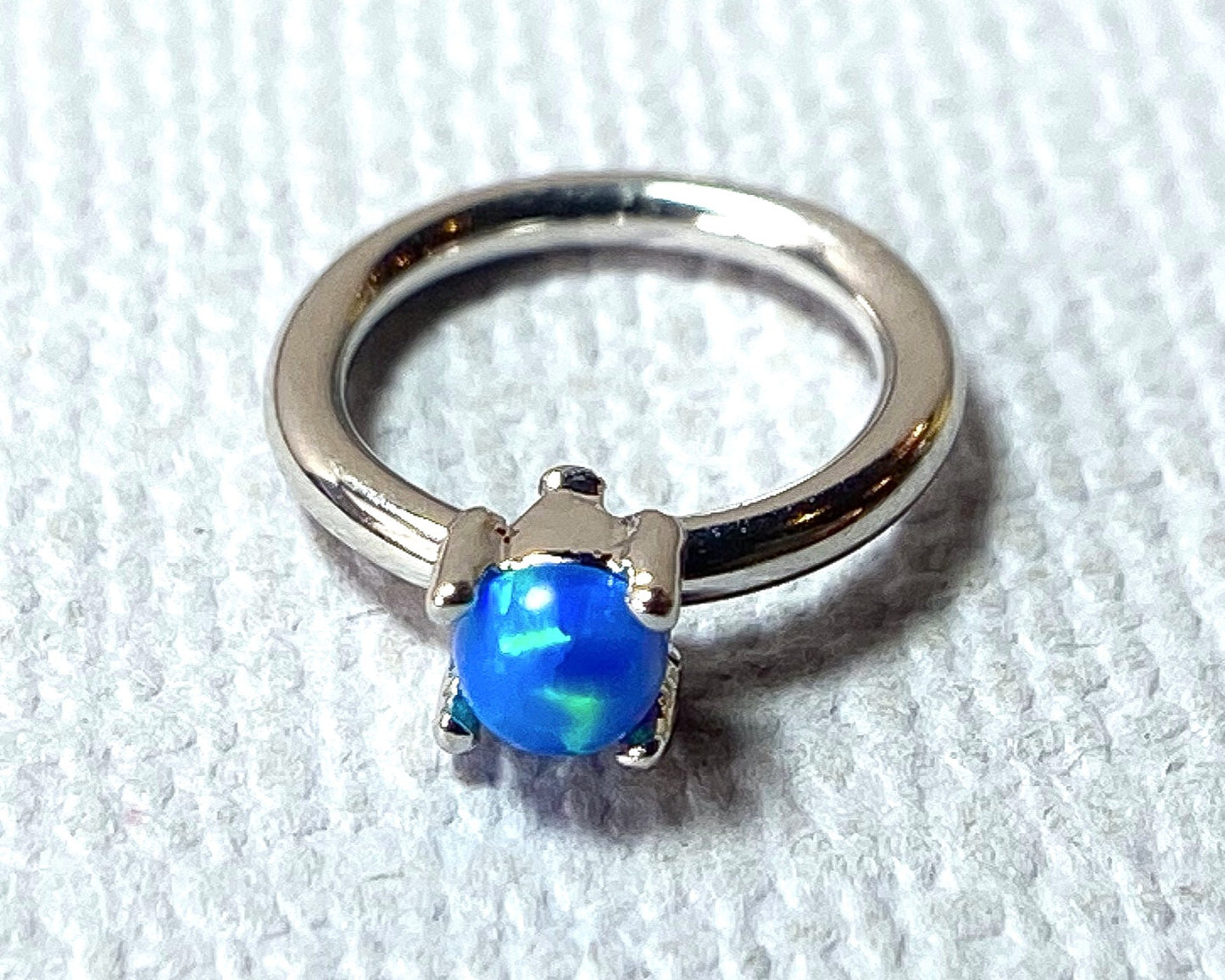 1pc Bendable Hoop Ring With Prong Set Opal Annealed 316L Surgical Steel