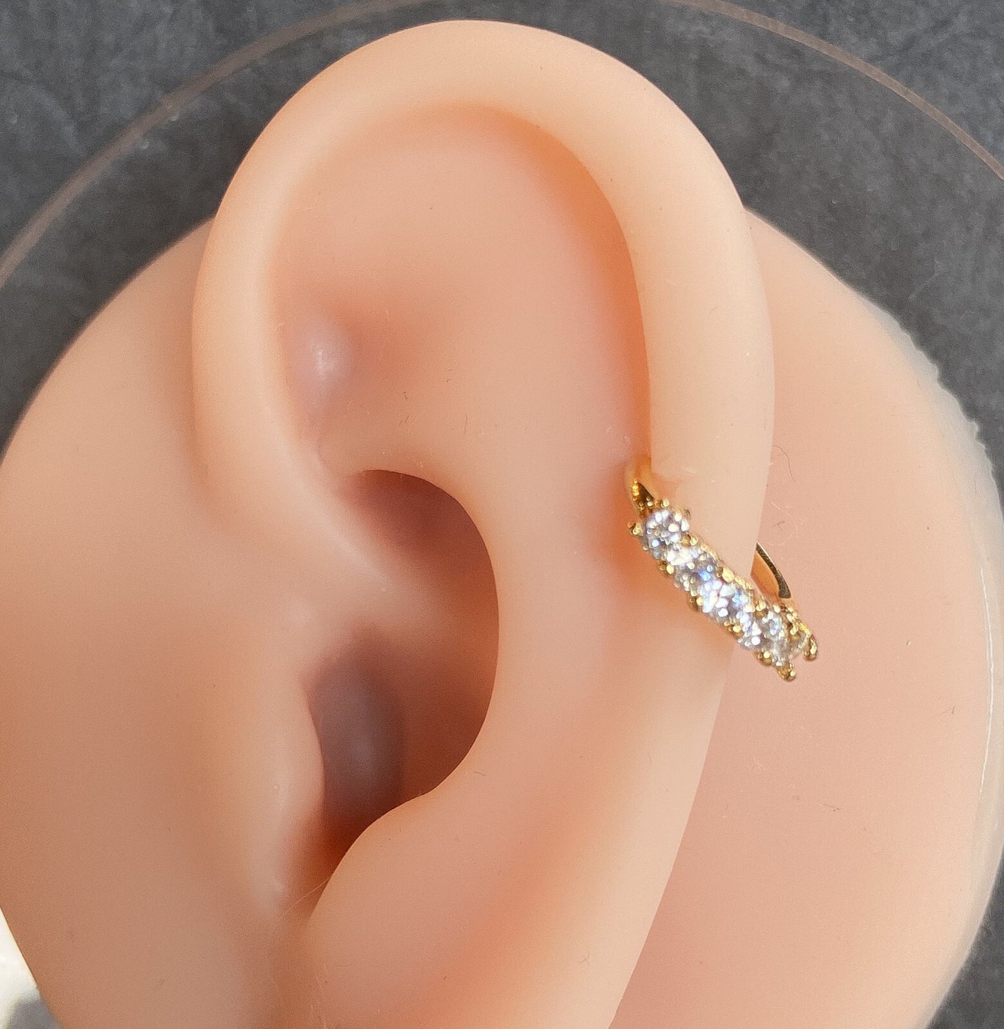 1pc Bendable Hoop Ring With Five Prong Set Gems Annealed 316L Surgical Steel
