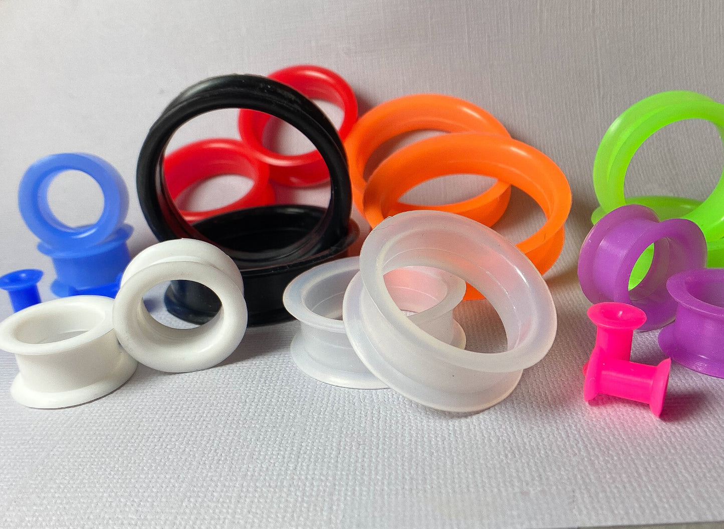 PAIR Soft Silicone Ear Tunnels Plugs - choose from 10 colors up to size 50mm!