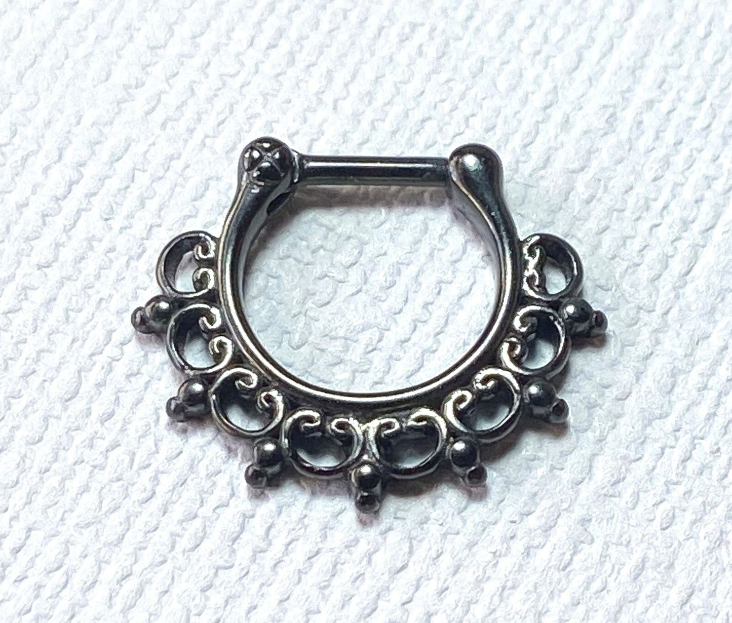 1pc 100% SURGICAL STEEL Lace Tribal Fan Septum Ring Clicker Pierced Nose 16g