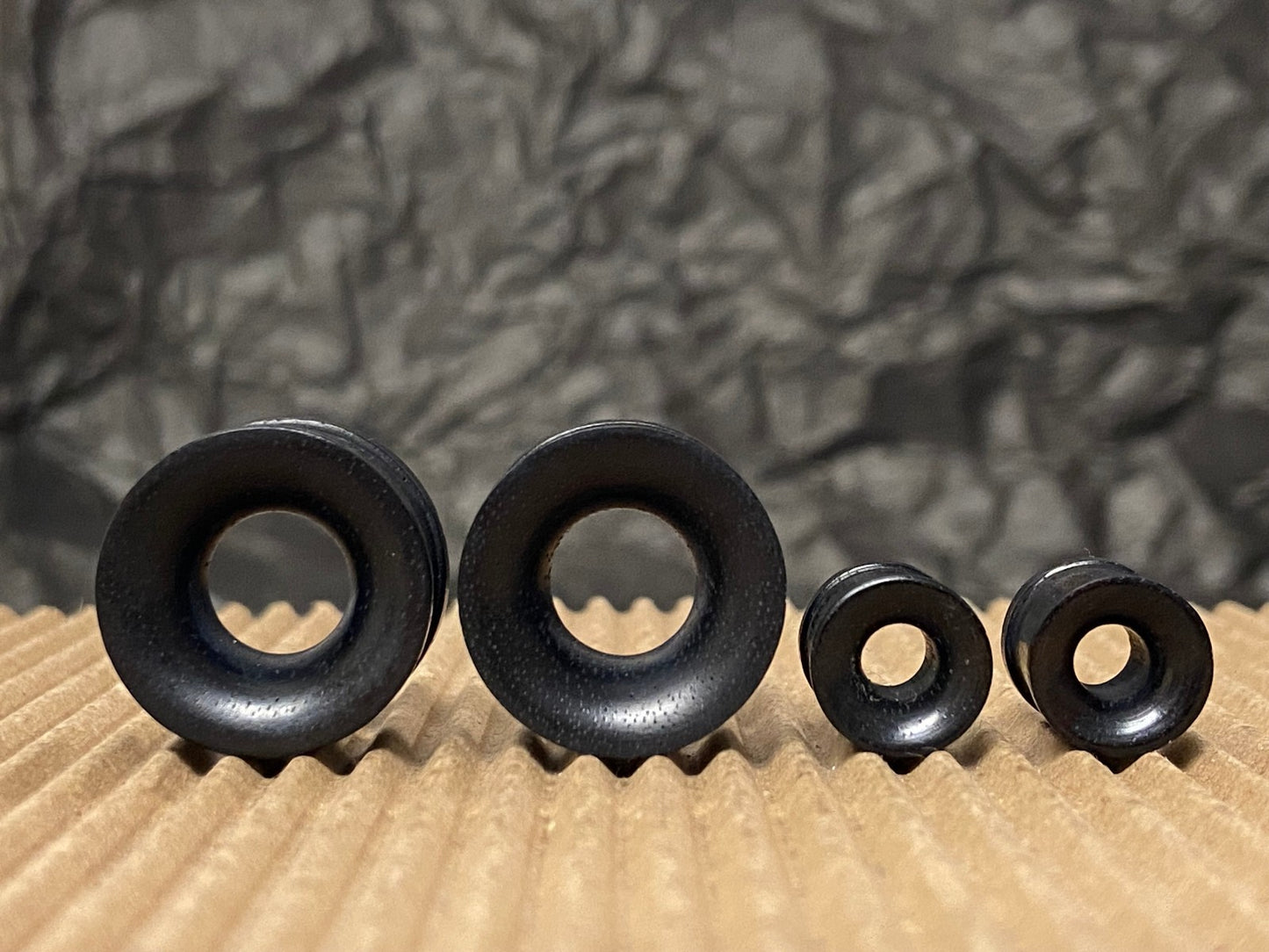 PAIR Black Areng Wood Organic Spool Style Tunnels Body Jewelry Plugs