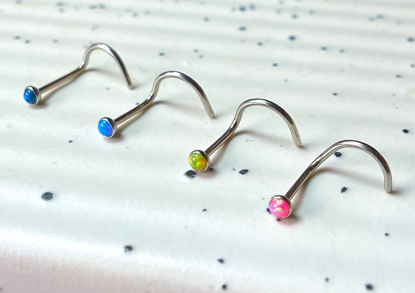 1pc Opal Set Nose Ring Screw 316L Surgical Steel Body Jewelry
