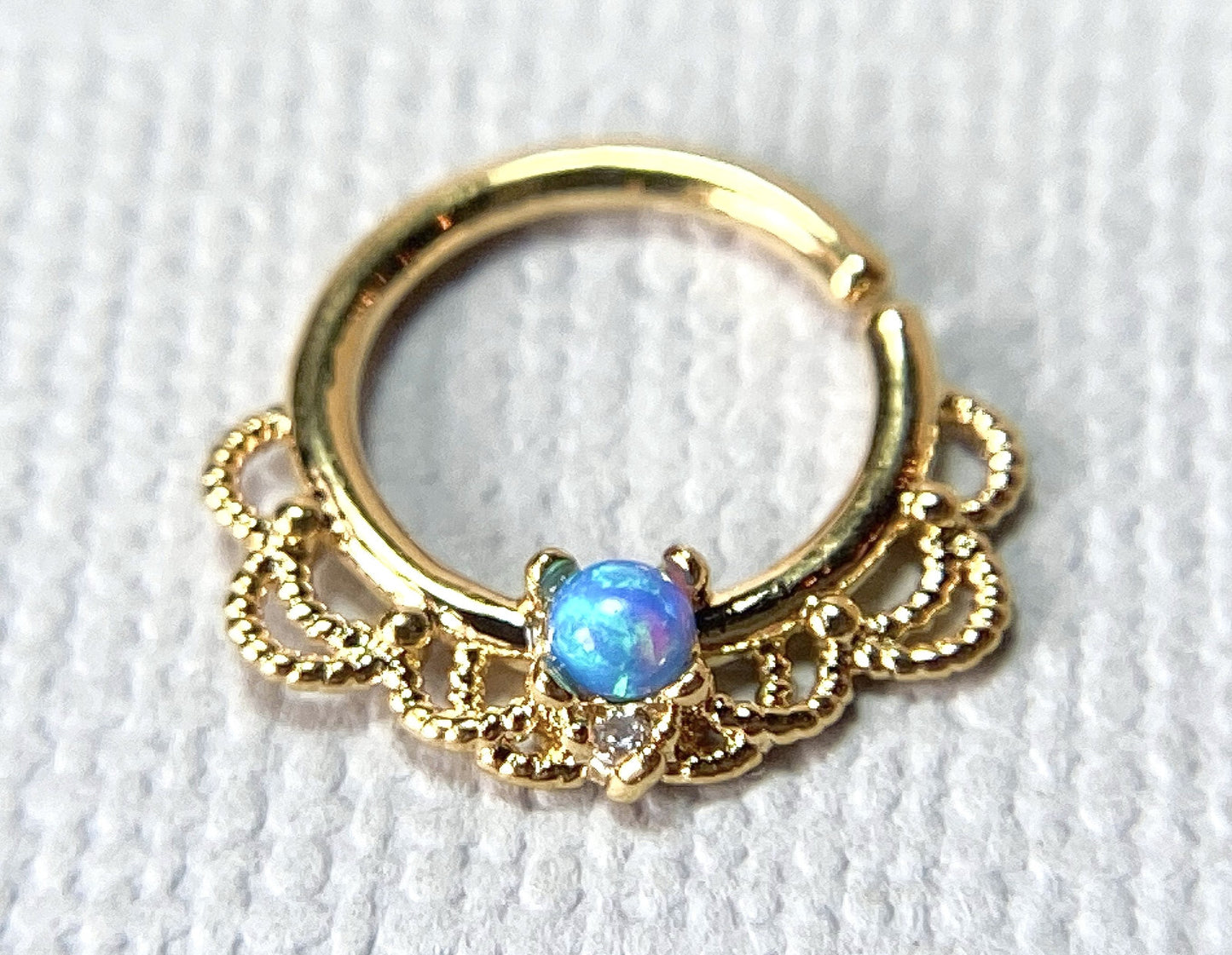 1pc Opal Filigree Hoop Ring for Nose Septum Daith Rook Tragus Ear Cartilage