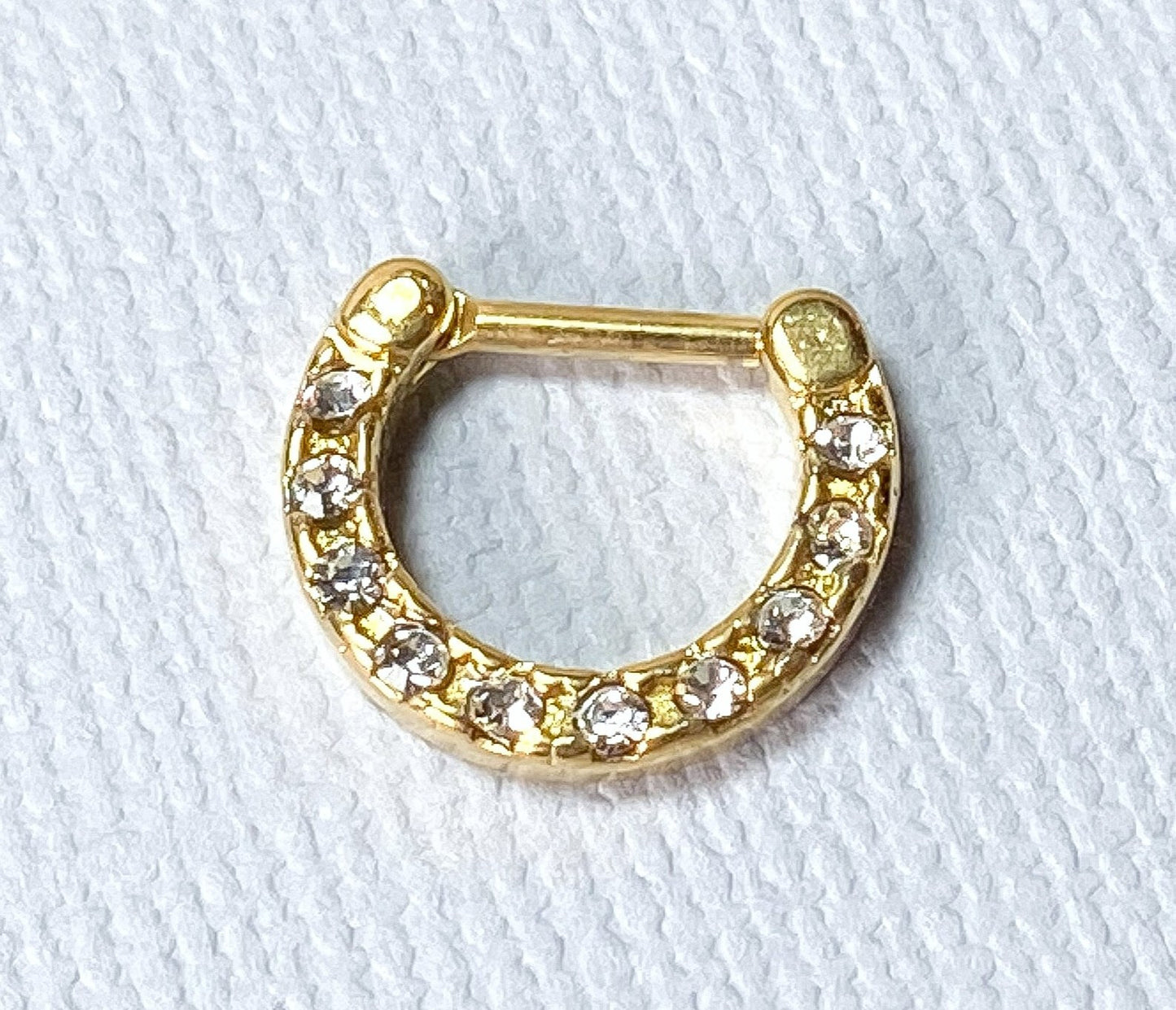 1pc 100% SURGICAL STEEL Crystal Gemmed Septum Clicker Nose Ring 16g 14g