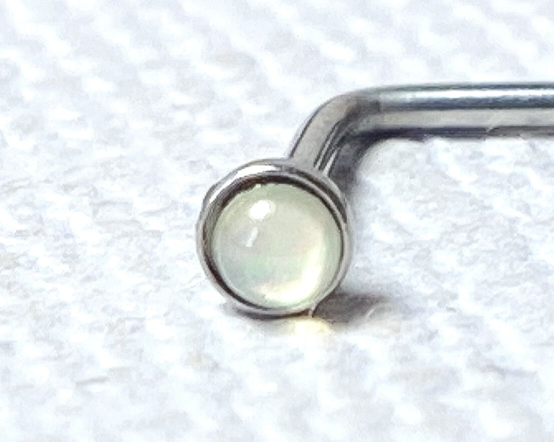 1pc Illuminating Stone L-Bend Nose Ring Piercing Jewelry 20g Nostril Stud Screw