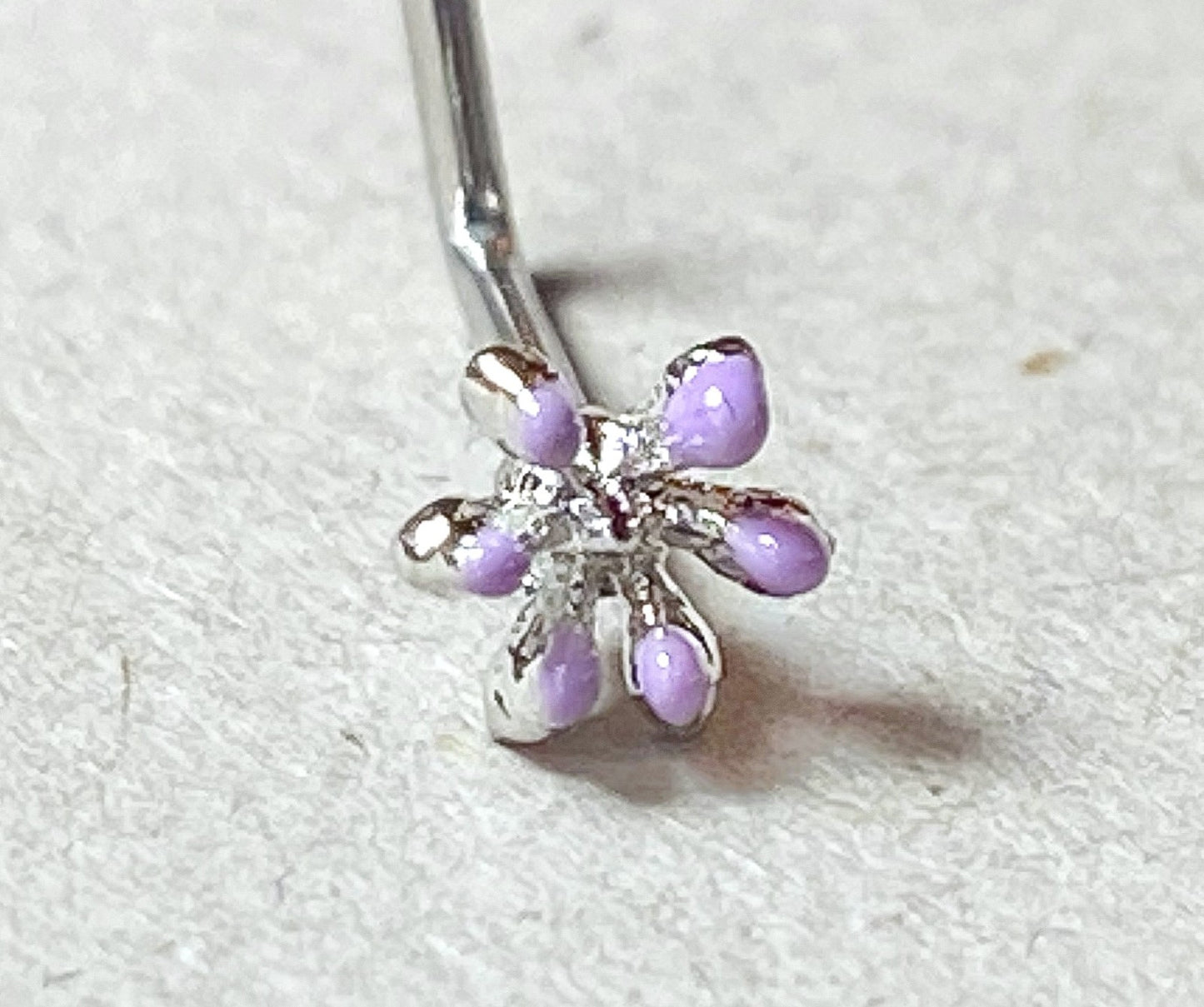 1pc Enamel Flower Top L-Bend 20g Nose Ring Stud Screw Surgical Steel