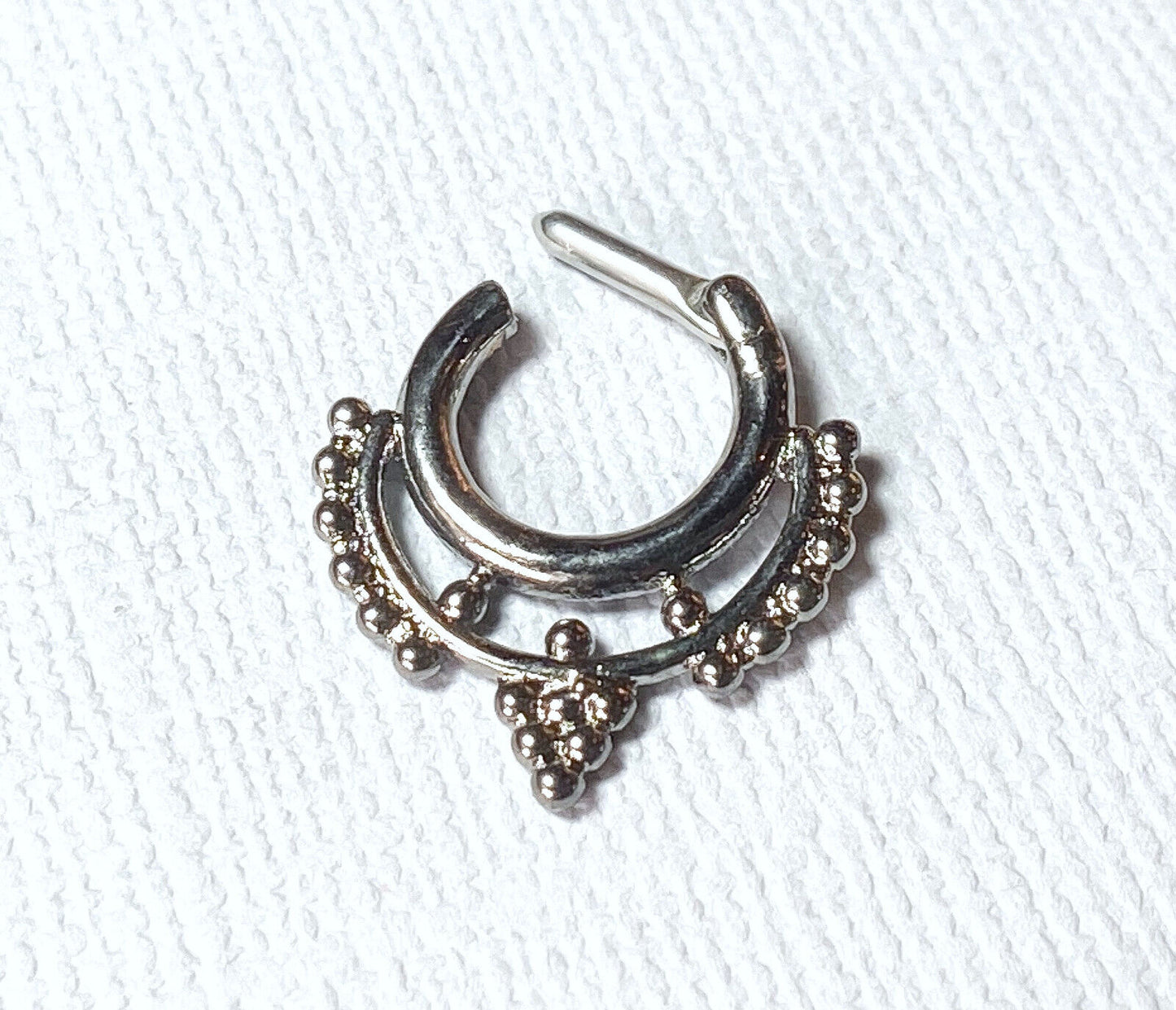 1pc Beaded Collar Septum Clicker 316L Surgical Steel 14g Nose Ring- Body Jewelry