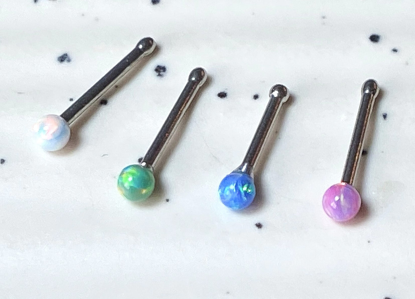 1pc Opal Ball Surgical Steel 20g Nose Stud Bone Ring - choose color
