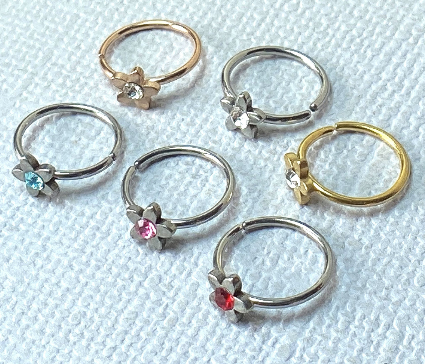 1pc Crystal Gem Flower Nose Hoop / Cartilage Ring Rook Daith Helix Tragus