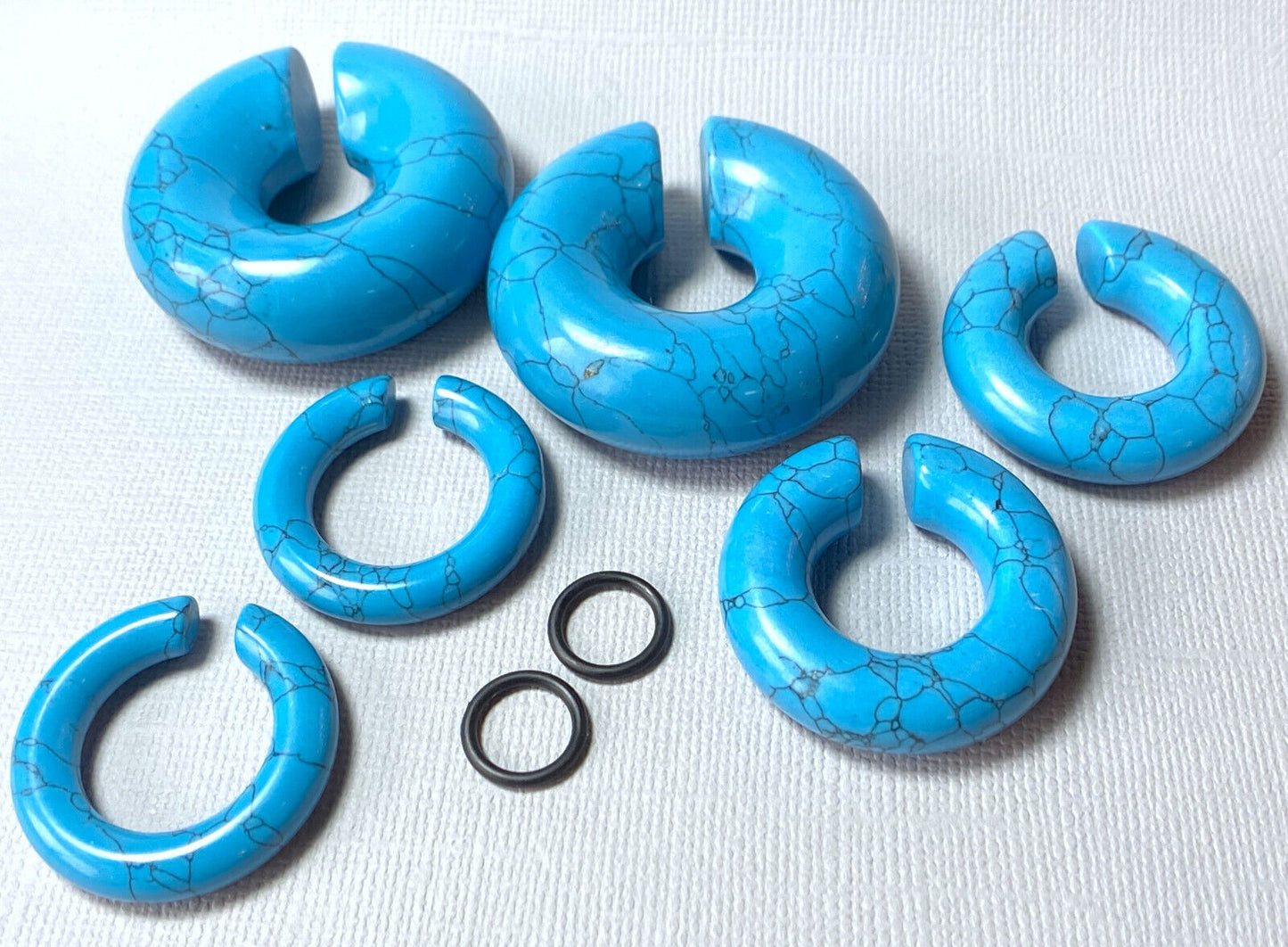 PAIR Turquoise Stone Hanger Ear Weight Plug Gauge Tunnel Organic Body Jewelry
