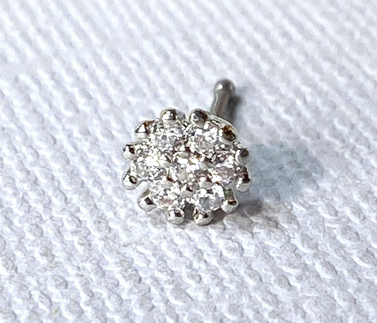 CZ Flower Top 20g Surgical Steel Nose Stud Bone Nostril Ring Body Jewelry