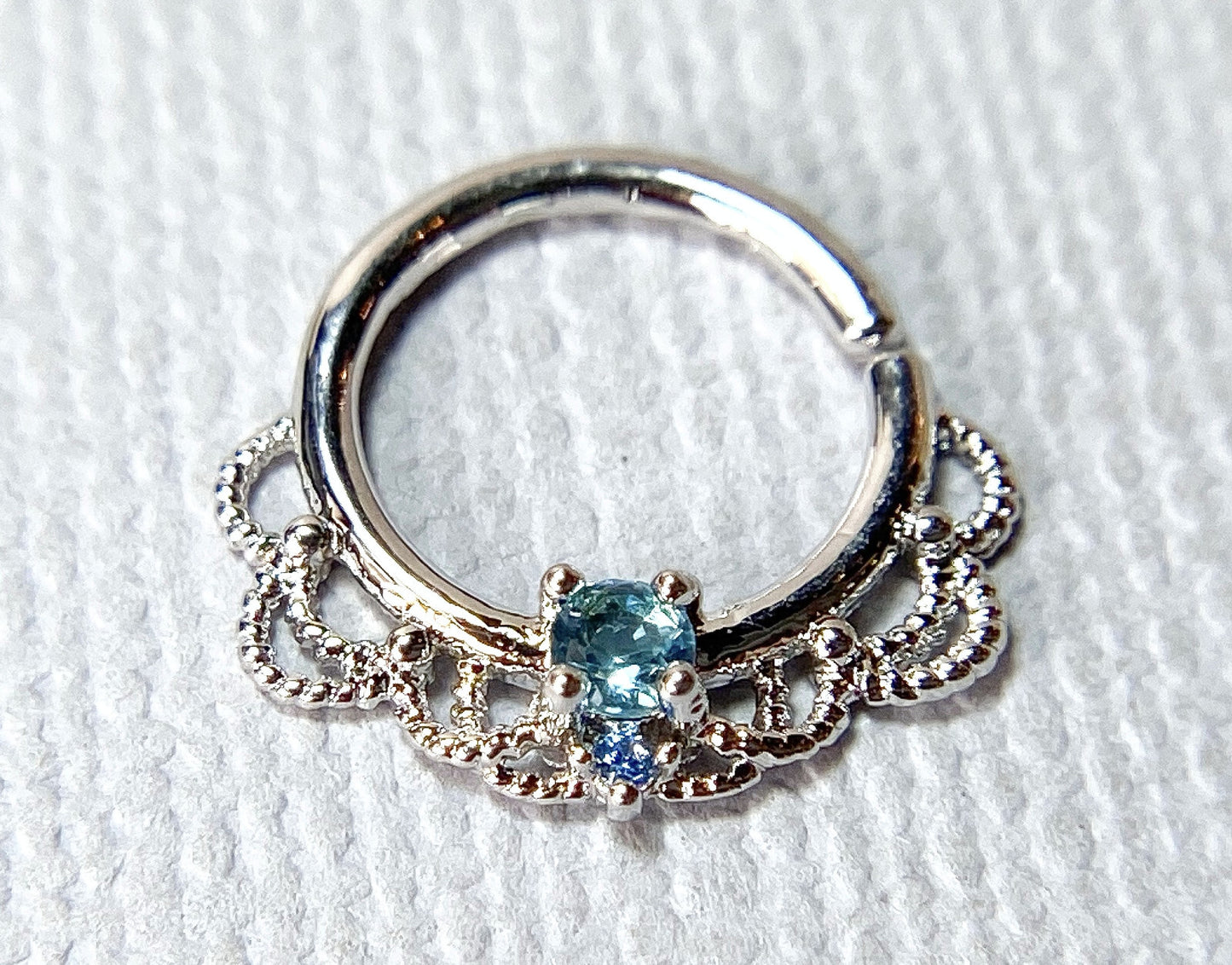 1pc CZ Gem Filigree Hoop Ring Nose Septum Daith Rook Tragus Ear Cartilage