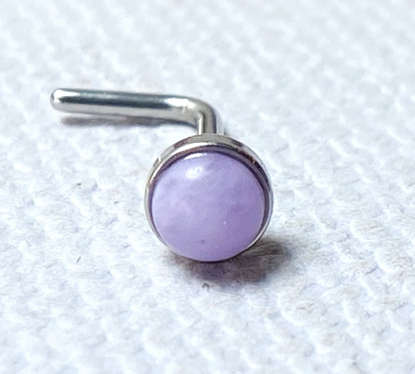 1pc Semi-Precious Stone Set 20g L-Bend Nose Ring Stud Screw 316L Surgical Steel