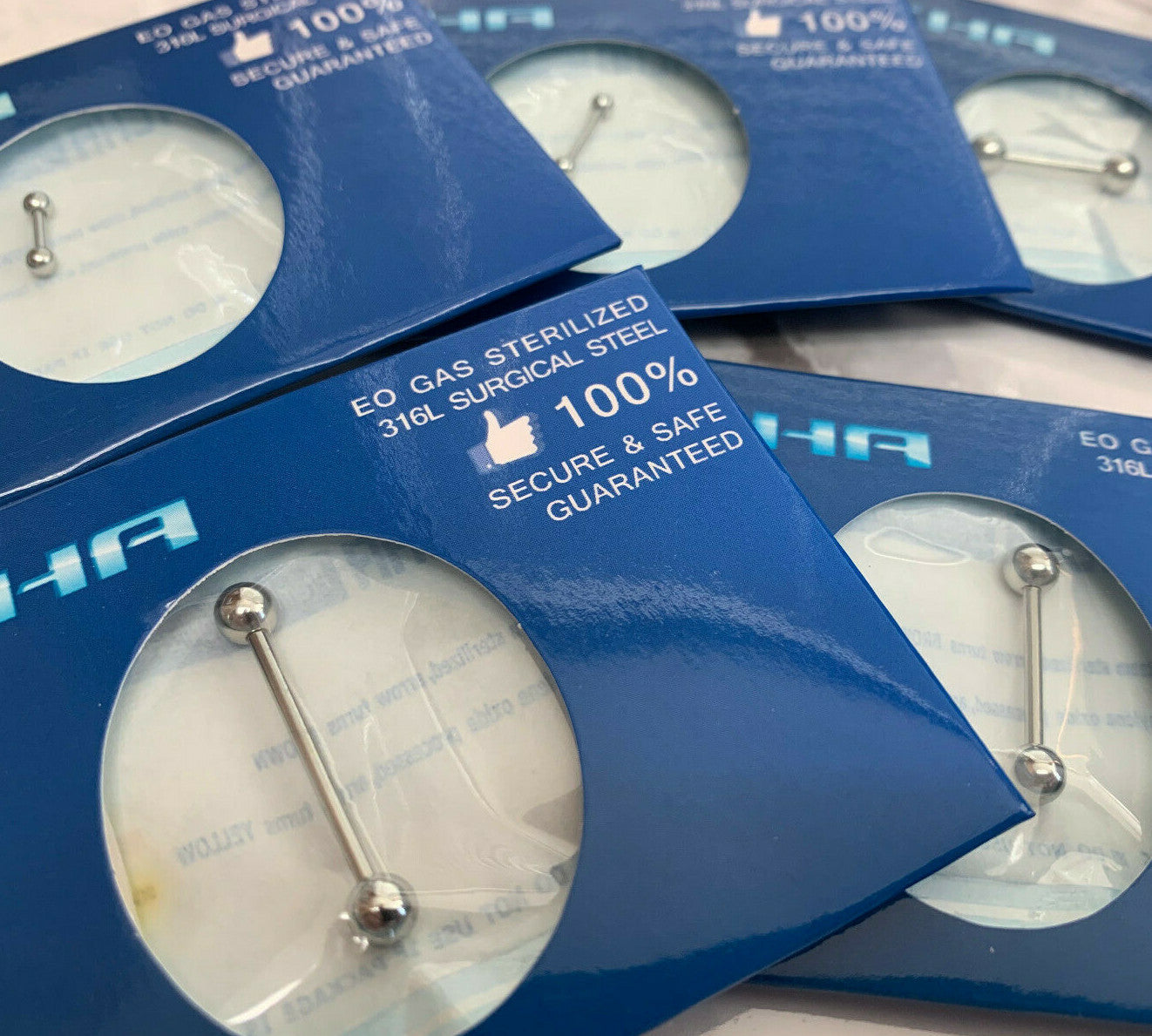 1pc Pre-Sterile Straight Barbell Tongue, Tragus, Nipple Ring 316L Surgical Steel