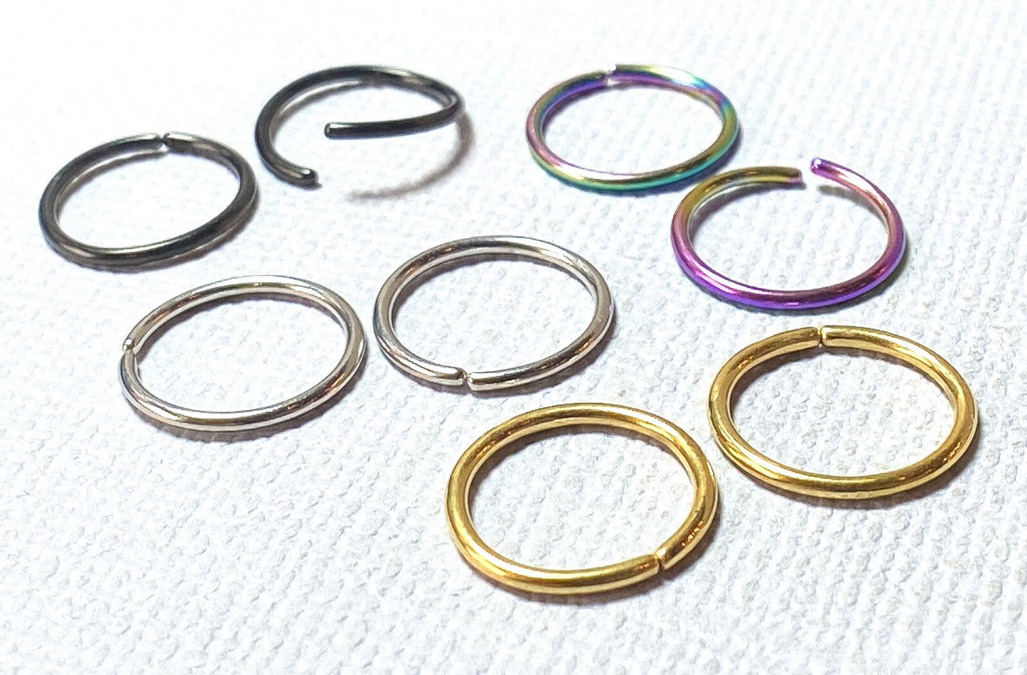 8pc Value Pack Cartilage Tragus Septum Nose Hoop Ring Rook Daith Helix Tragus