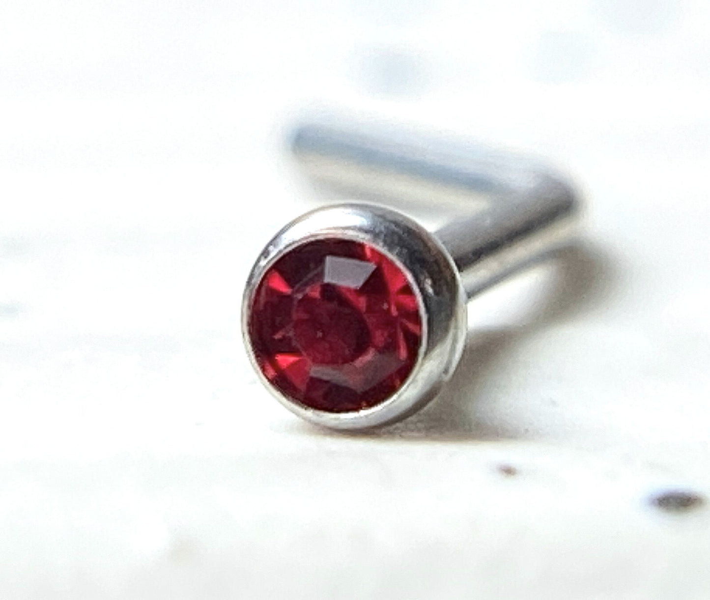 1pc L-Bend 20g Nose Ring Stud Screw Press-Fit CZ Gem 316L Surgical Steel