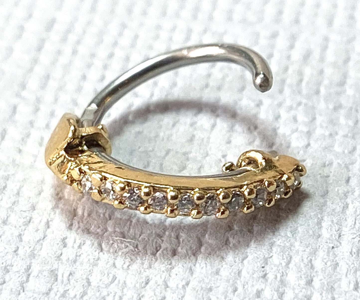 1pc Bendable CZ Gem Arrow Nose Hoop / Cartilage Ring Rook Daith Helix Tragus
