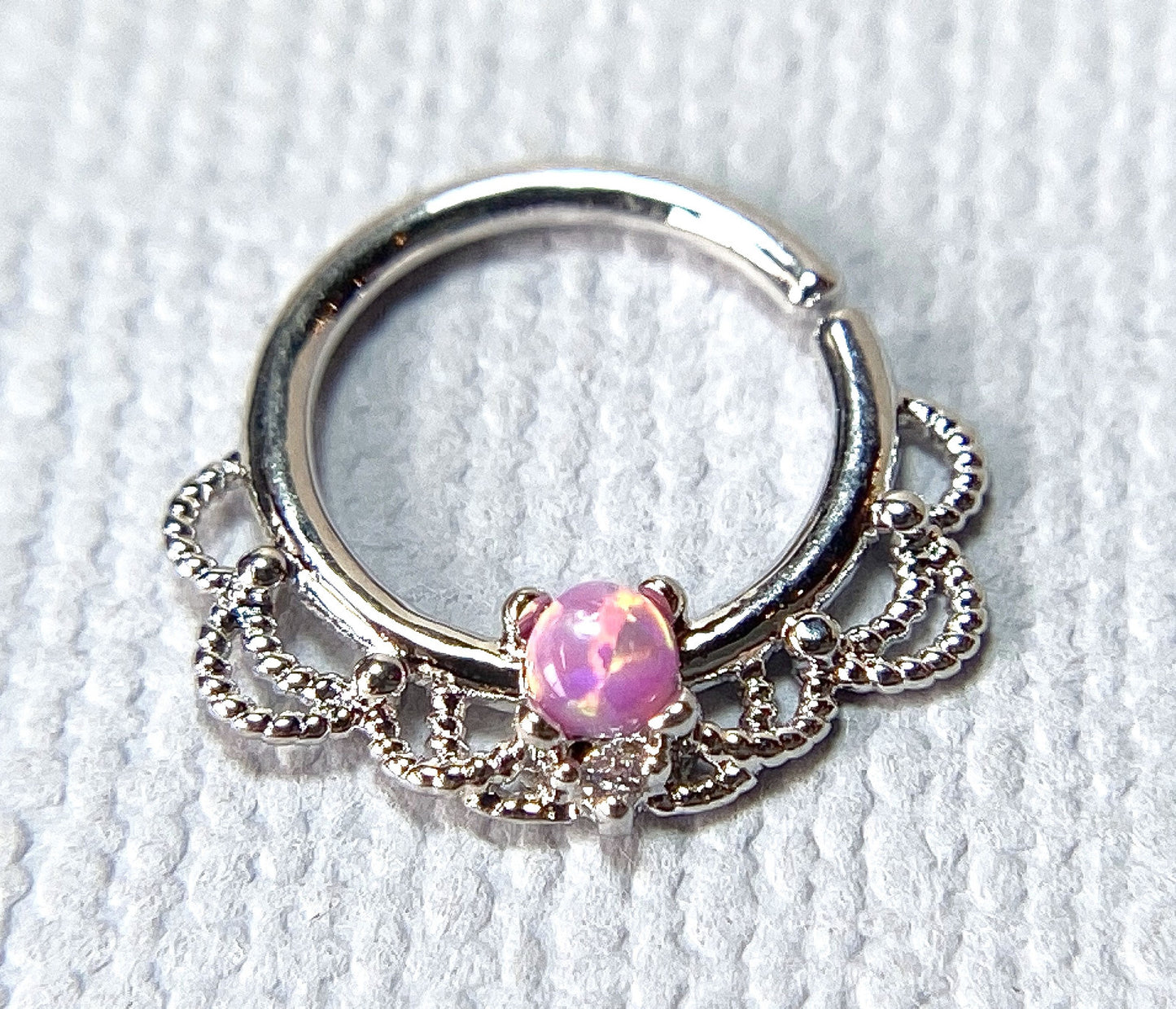 1pc Opal Filigree Hoop Ring for Nose Septum Daith Rook Tragus Ear Cartilage