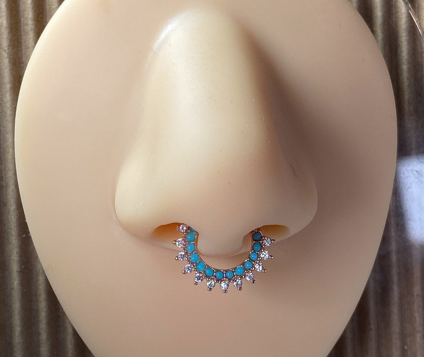 1pc Bendable Turquoise & CZ Gem Hoop Septum Ring Cartilage Daith Helix Tragus