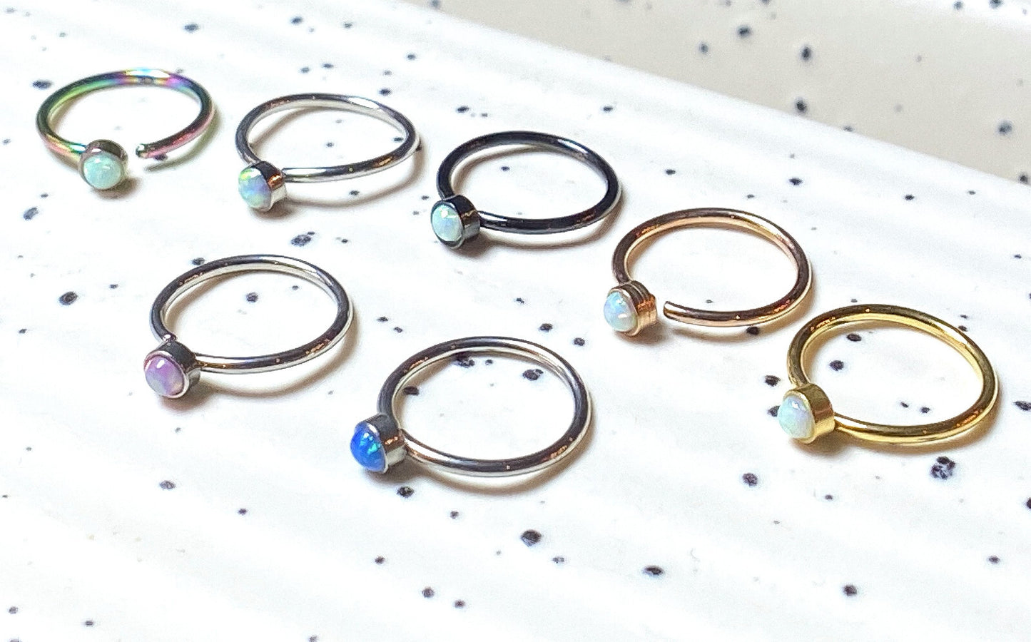 1pc Bendable Hoop Nose / Cartilage Ring w/ Set Opal Rook Daith Helix Tragus