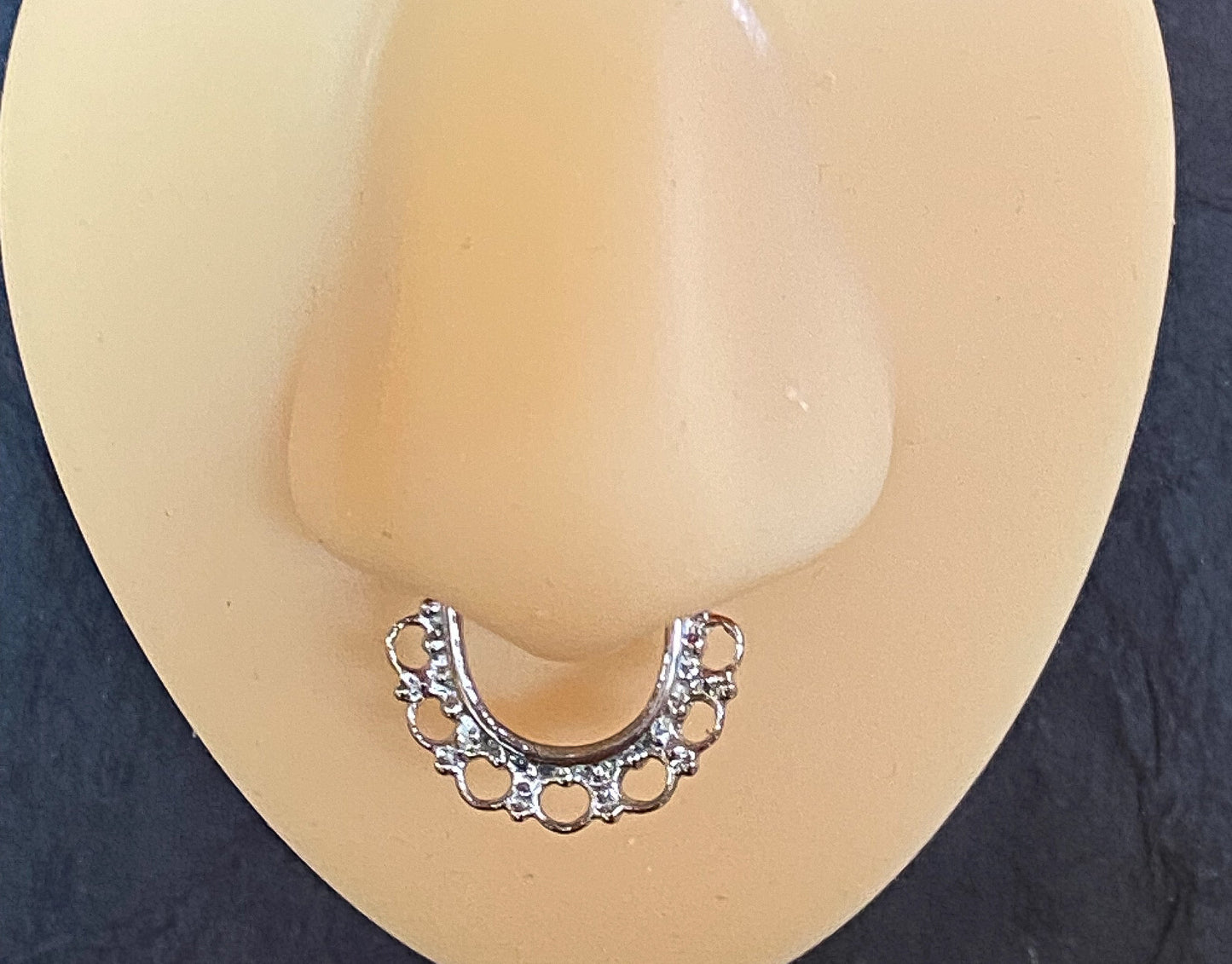 1pc 100% SURGICAL STEEL Tribal Fan Filigree Clicker Pierced Nose Ring 14g 16g
