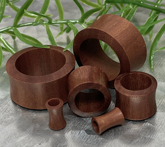 PAIR Red Saba Wood Tunnels Plugs Organic Earlets Gauges Body Jewelry