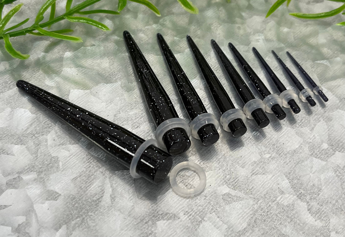 18pc Glitter Taper Expansion 14g thru 00g Plugs Gauges Expanders Stretching Kit