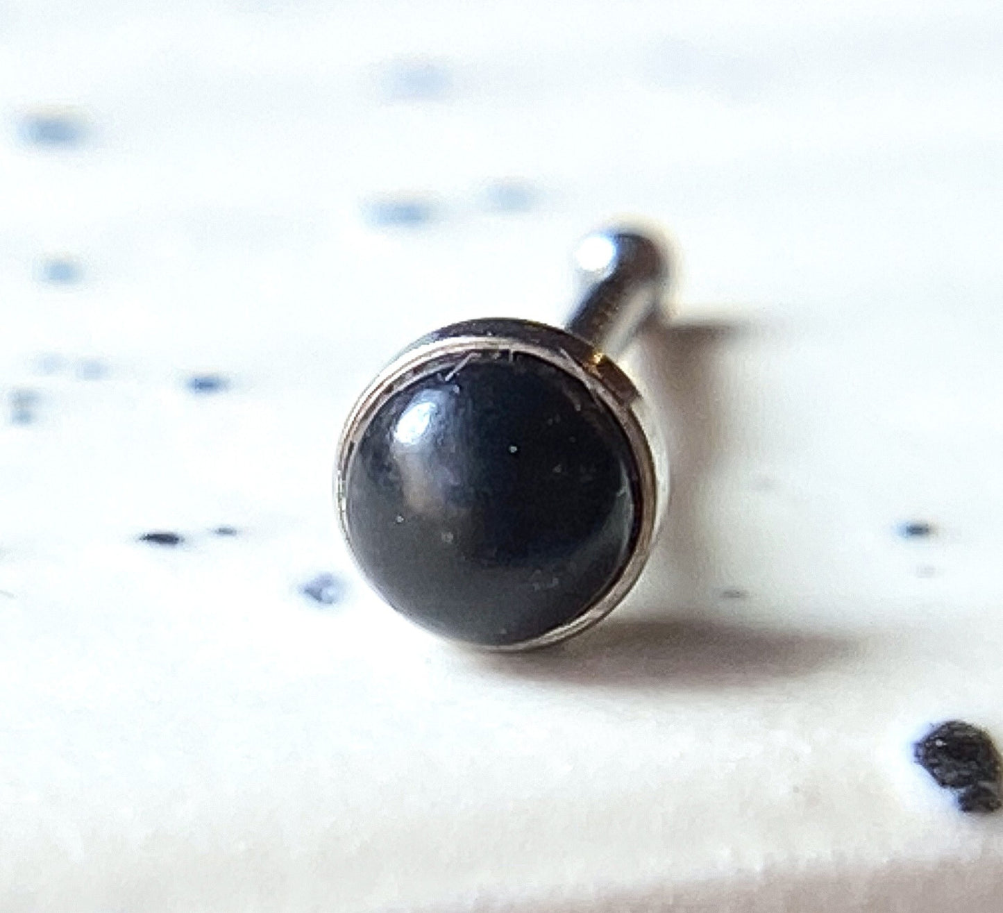 1pc Semi-Precious Stone Set 20g Nose Ring Stud Bone 316L Surgical Steel