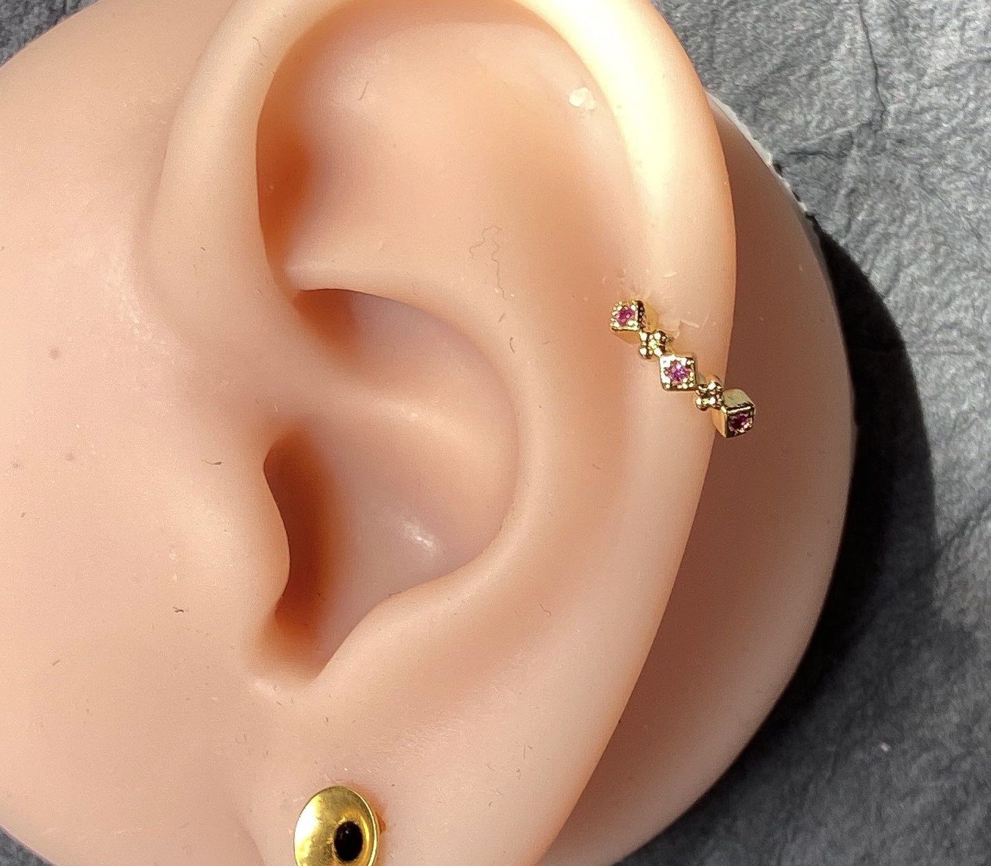 1pc Bendable Nose Hoop / Cartilage Ring CZ Set Squares & Flowers for Rook, Daith