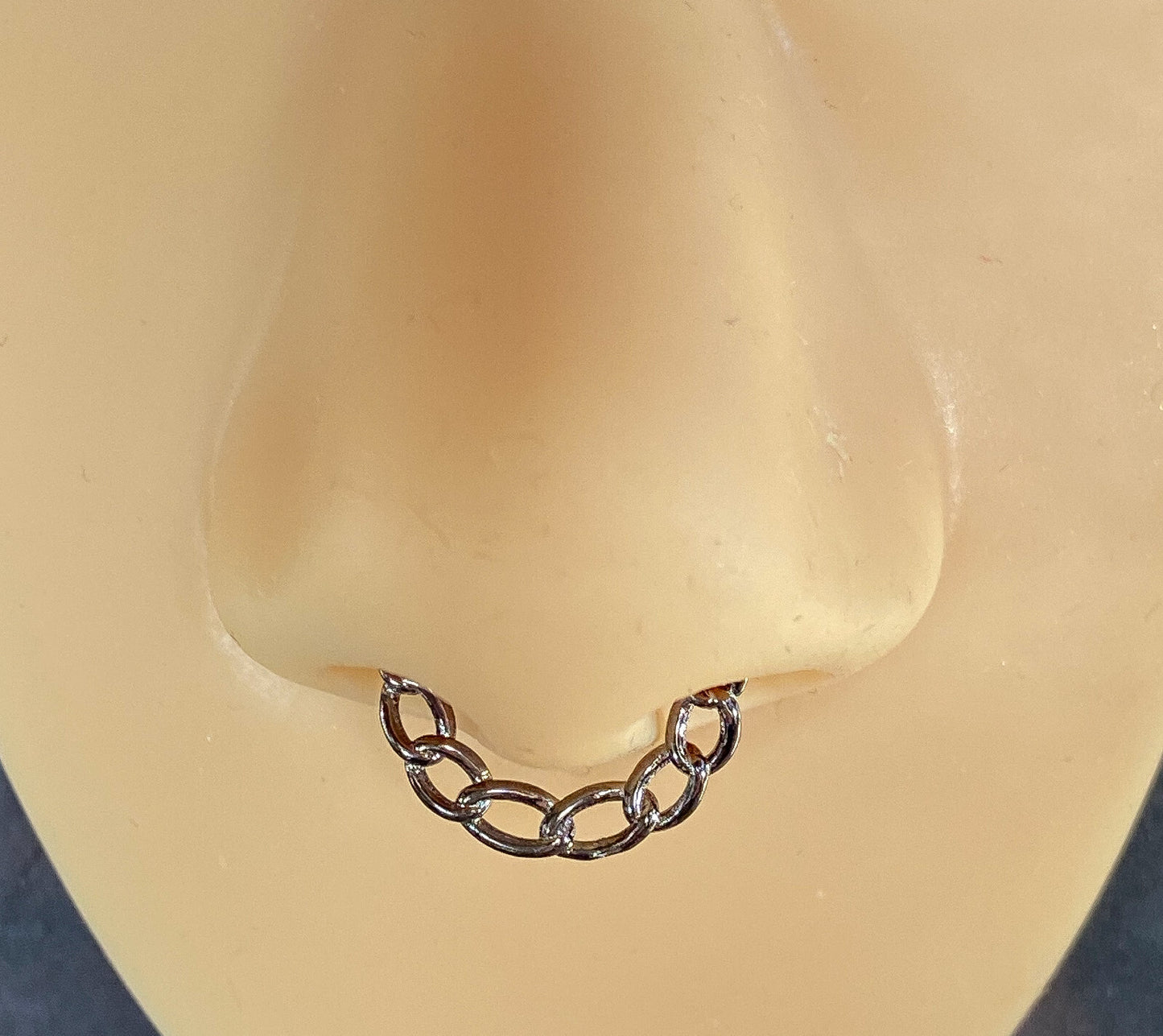 1pc Non-Piercing Chain Link Septum Hanger Clip-On Fake Nose Ring Body Jewelry