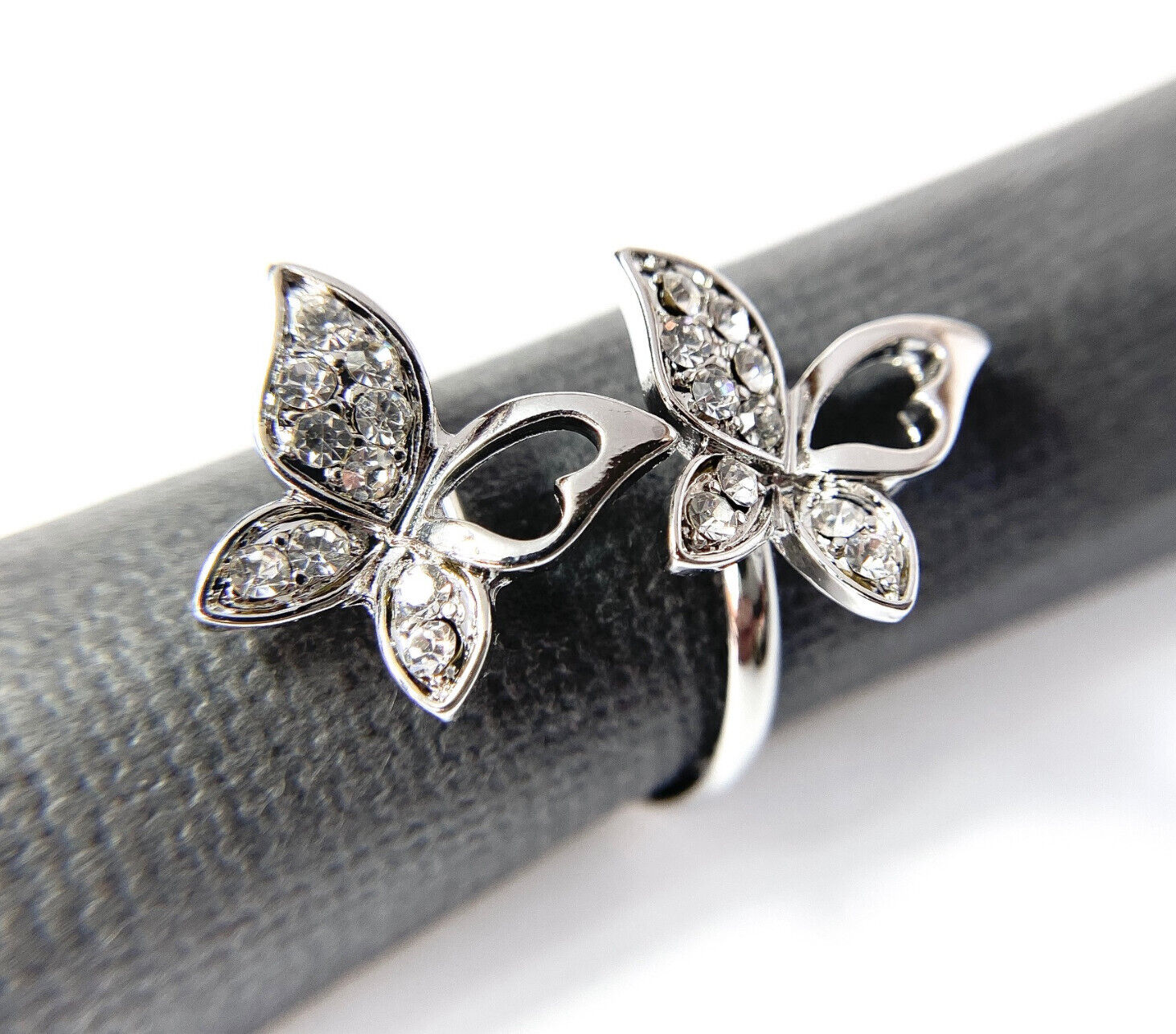 Double Butterfly Multi-Paved CZ Gems Adjustable Mid Ring