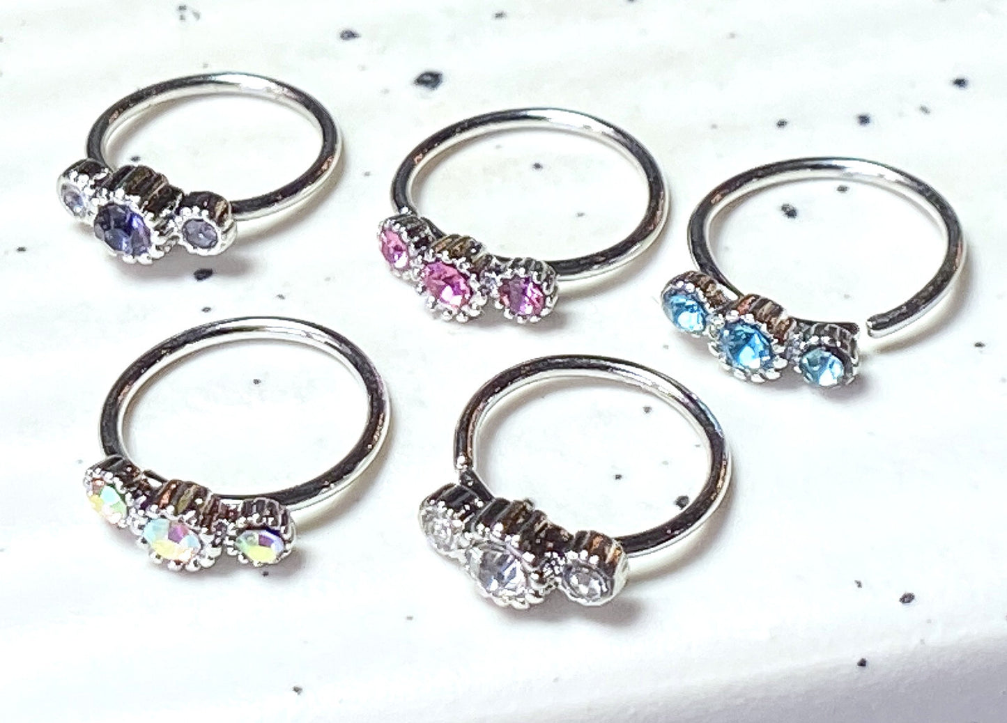 1pc Three CZ Gem Hoop Nose / Cartilage Ring Rook Daith Helix Tragus