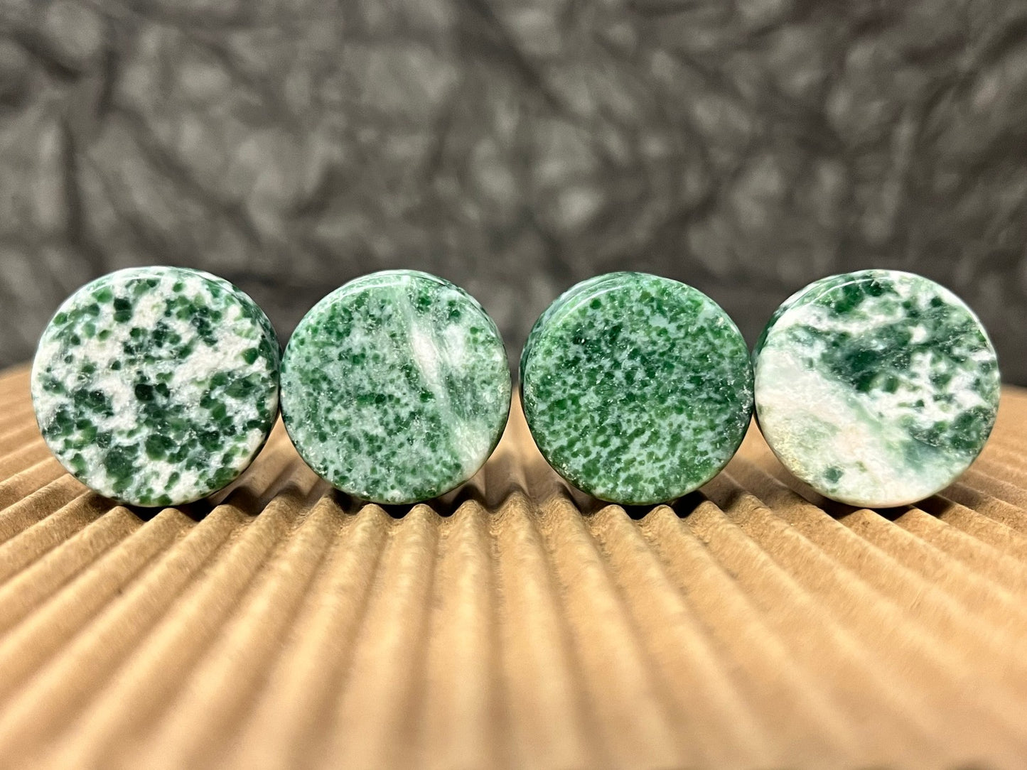 PAIR Qinghai Jade Stone Double Flare Plugs Organic Tunnels Gauges Body Jewelry